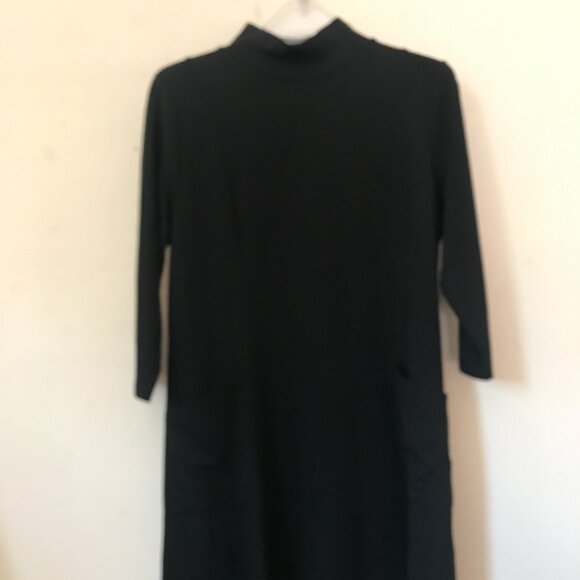 Isaac Mizrahi Live Black Mock Turtleneck Dress with pockets in size PM - Picture 1 of 7